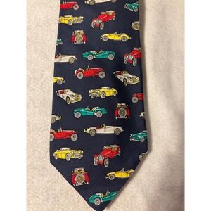 Alynn Neckwear Tie Mens OS Navy Blue Excellent Classic Ragtops Vintage Silk Car
